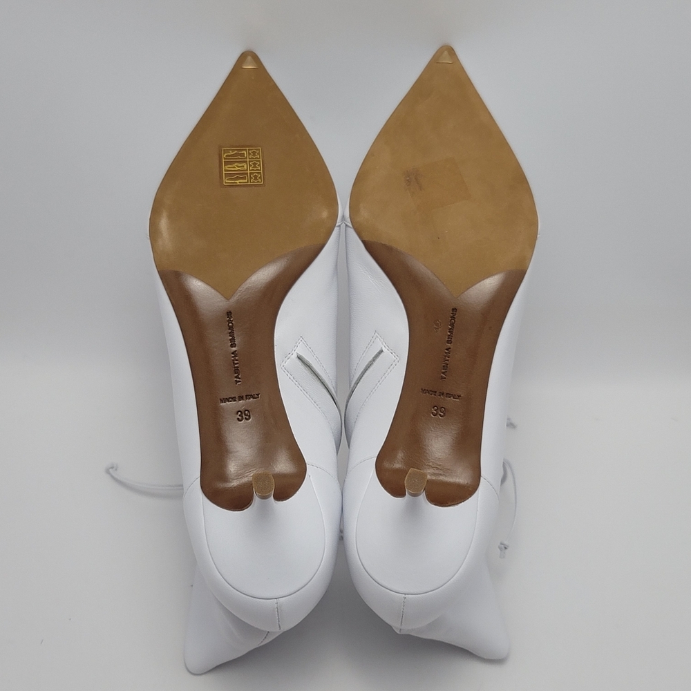 Tabitha Simmons Emmet Lace Up White Leather Ankle Pointed Toes Boots Size 39 - Picture 11 of 12